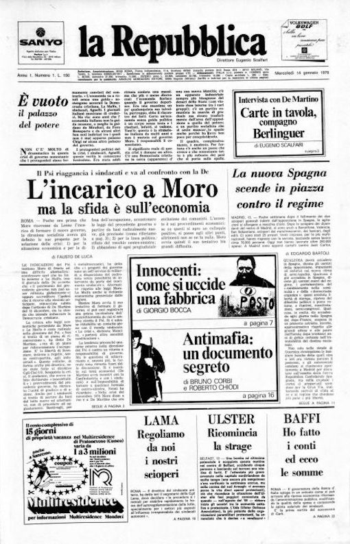 Il primo numero di Repubblica, 14 gennaio 1976